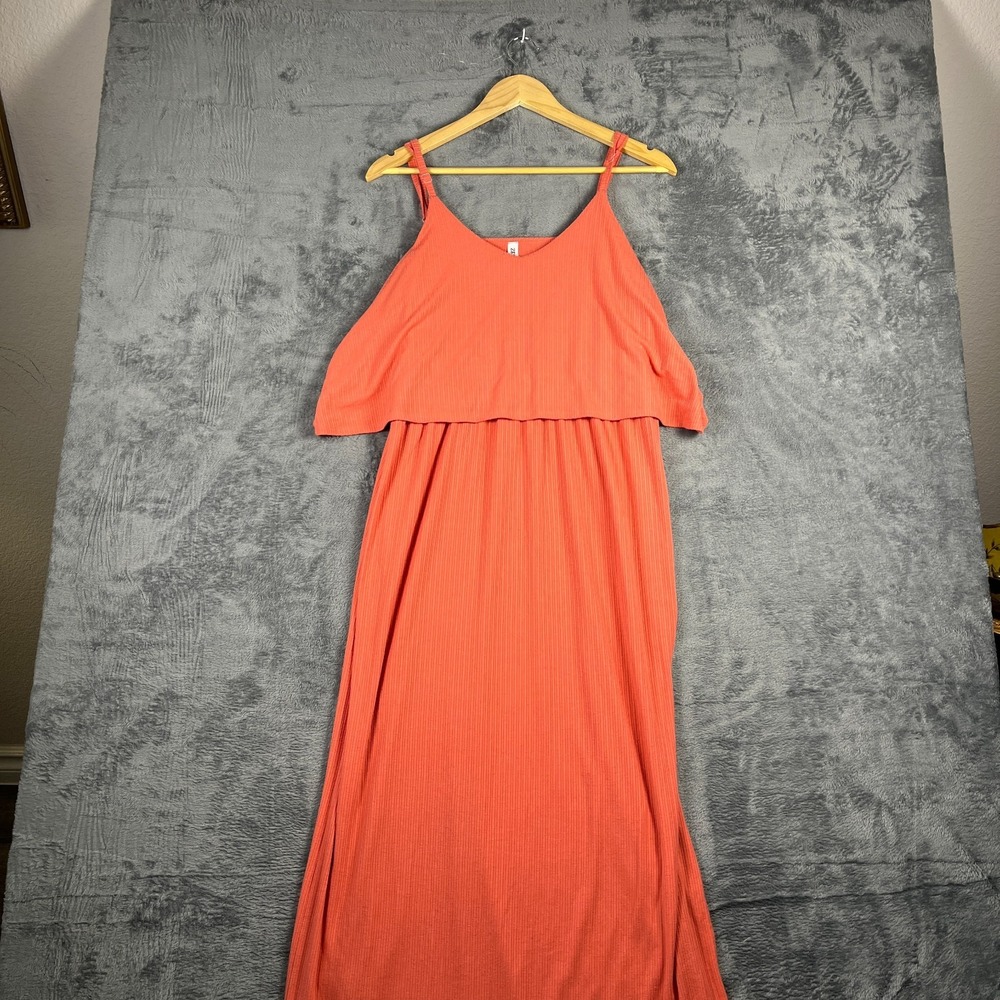 Zenana Maxi Dress Womens XL Coral Pink Adjustable Spaghetti Strap Party Cocktail